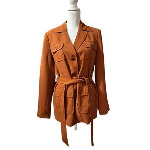 Bar III Belted Utility Blazer - Burnt Orange, L